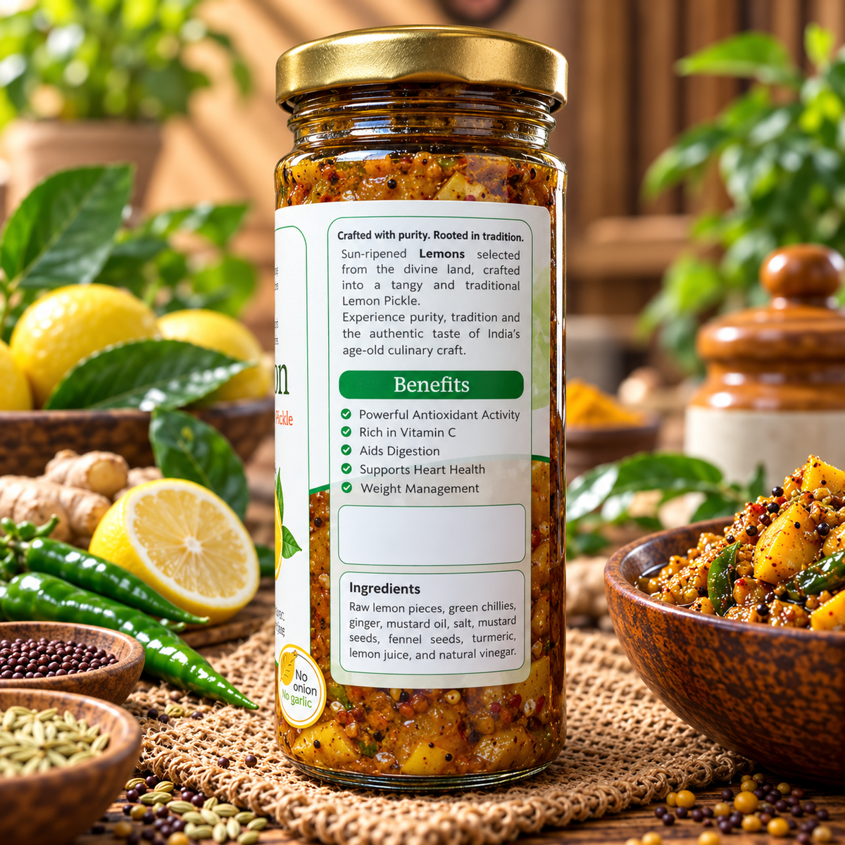 Vedaham Lemon Pickle – 100% Natural | No Onion No Garlic