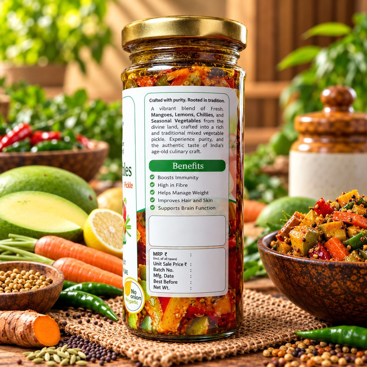 Vedaham Mixed Vegetables Pickle – 100% Natural | No Onion No Garlic
