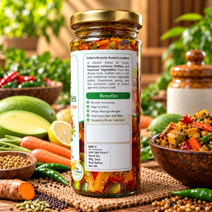 Vedaham Mixed Vegetables Pickle – 100% Natural | No Onion No Garlic