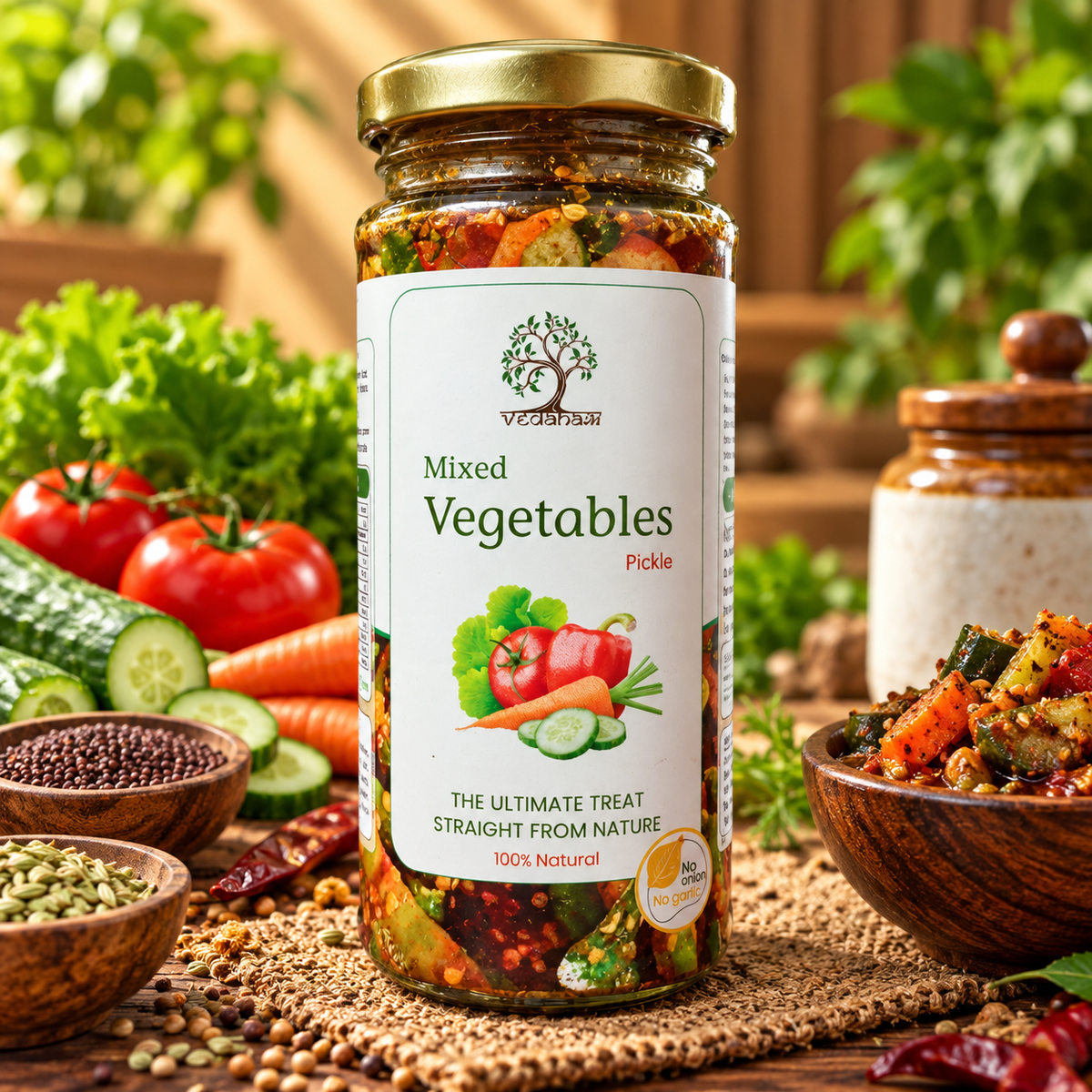 Vedaham Mixed Vegetables Pickle – 100% Natural | No Onion No Garlic