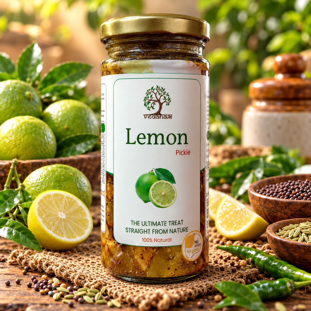 Vedaham Lemon Pickle – 100% Natural | No Onion No Garlic